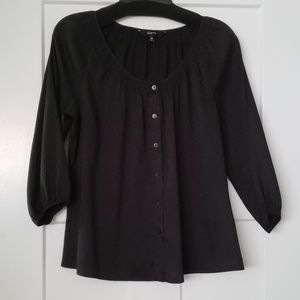 Express 3/4 length black button down blouse